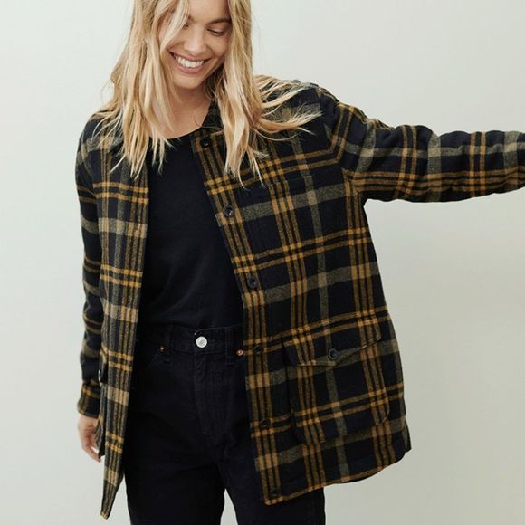 Jenni Kayne Farmhouse Plaid Shacket Jacket size XS